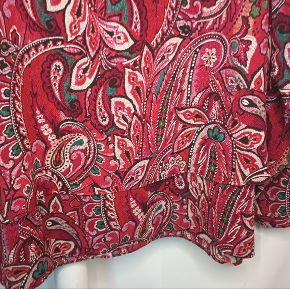 J Jill Red Paisley Layered Tunic Top XL Long Sleeve Keyhole  Bohemian Art - Picture 8 of 14